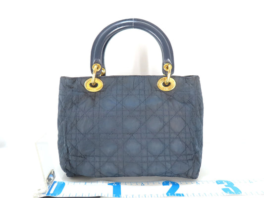Christian Dior Lady Dior Nylon Handbag Navy