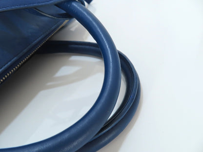 SAINT LAURENT Leather Duffle Bag, 2-Way Mini Boston Bag, Blue