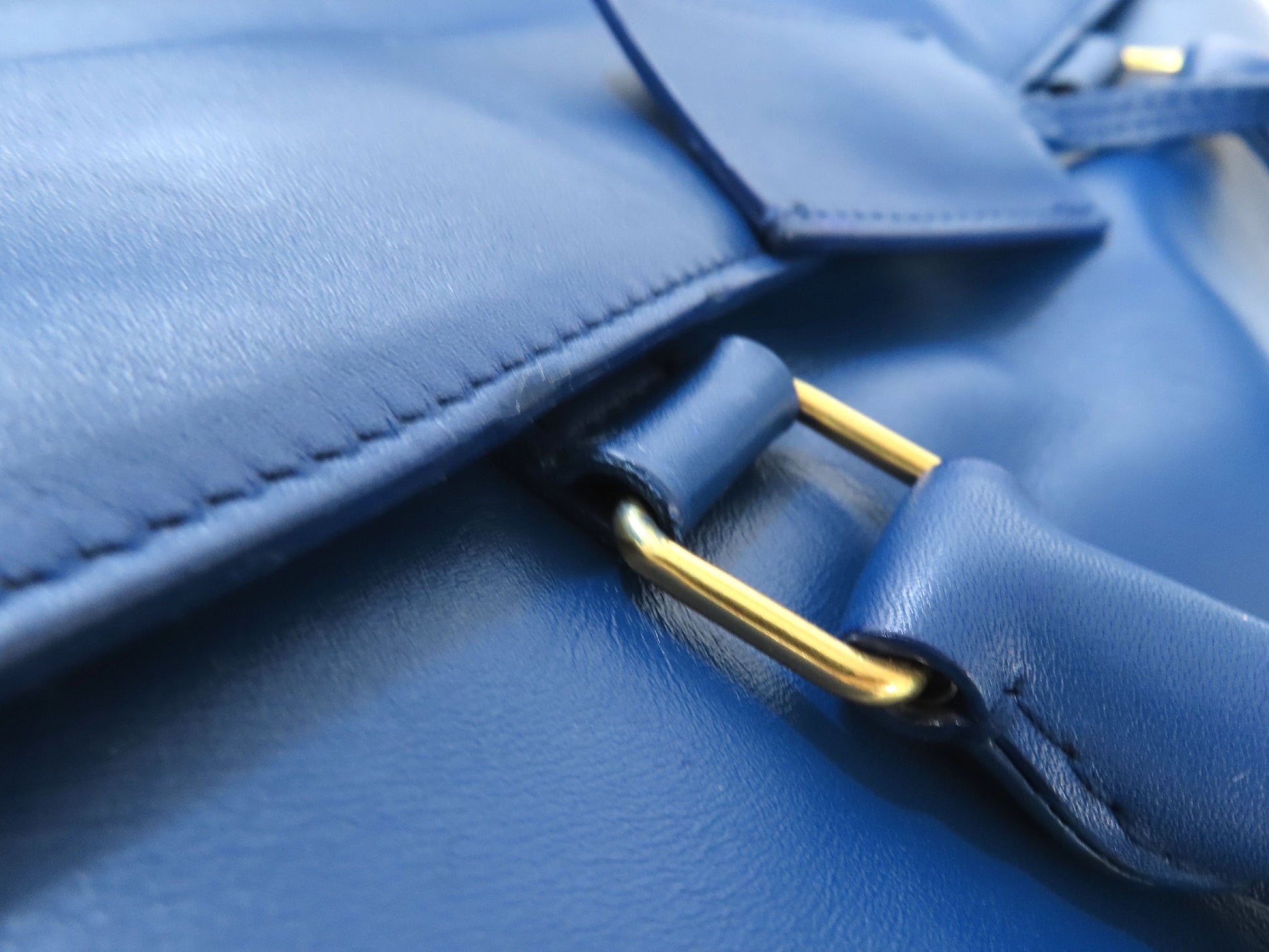 SAINT LAURENT Leather Duffle Bag, 2-Way Mini Boston Bag, Blue