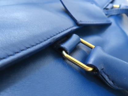 SAINT LAURENT Leather Duffle Bag, 2-Way Mini Boston Bag, Blue
