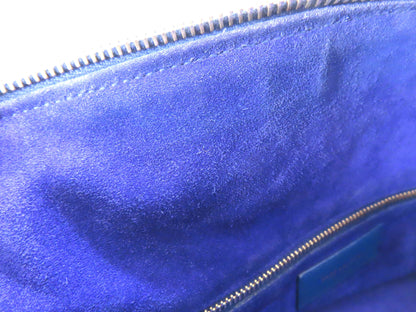 SAINT LAURENT Leather Duffle Bag, 2-Way Mini Boston Bag, Blue