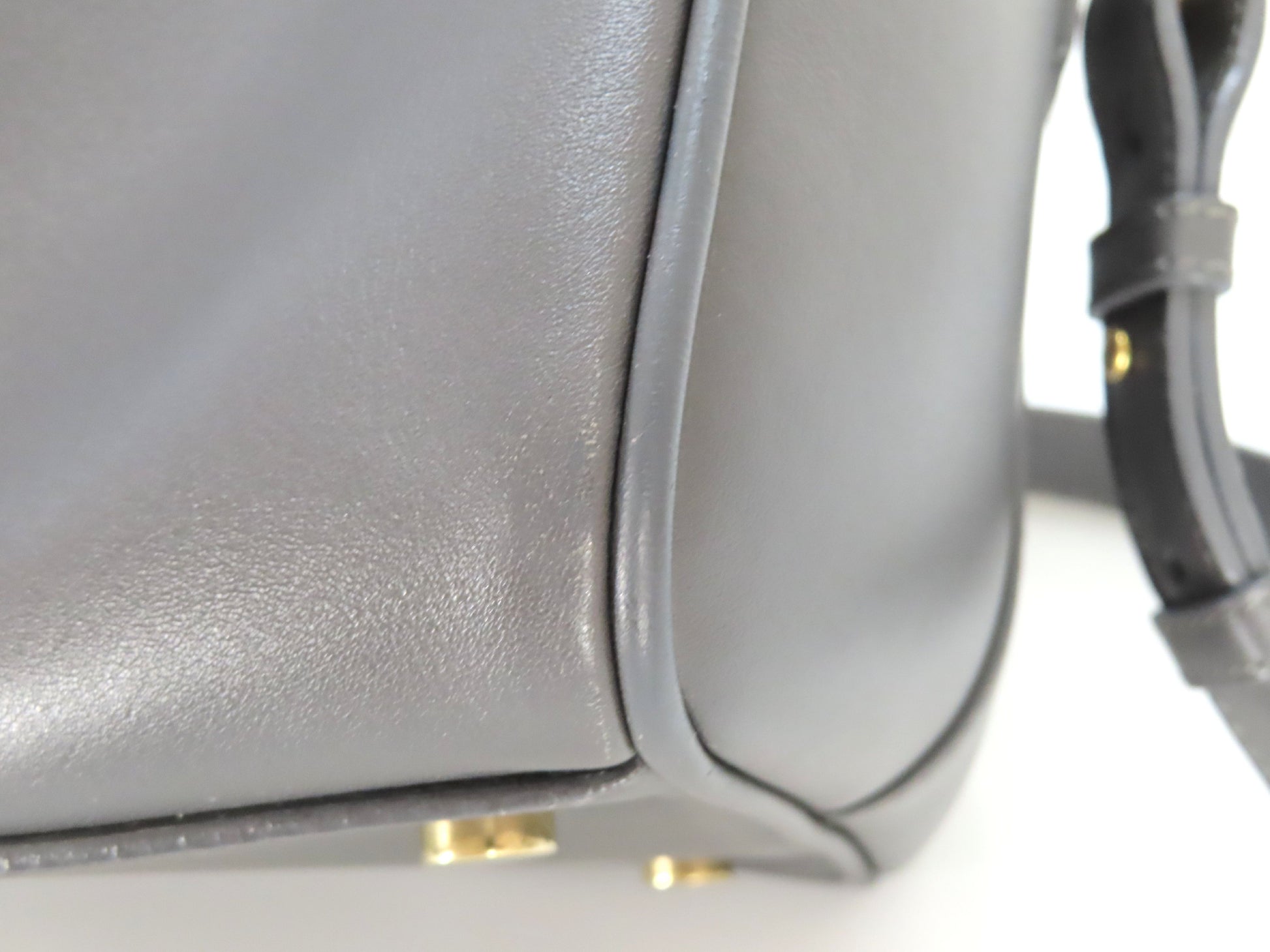 SAINT LAURENT Leather Duffle Bag, 2-Way Mini Boston Bag, Gray