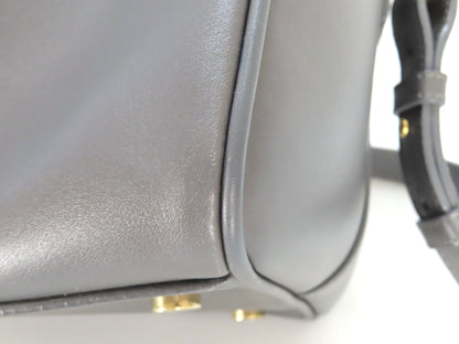 SAINT LAURENT Leather Duffle Bag, 2-Way Mini Boston Bag, Gray
