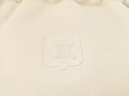 CELINE Leather Drawstring Pouch, Ivory