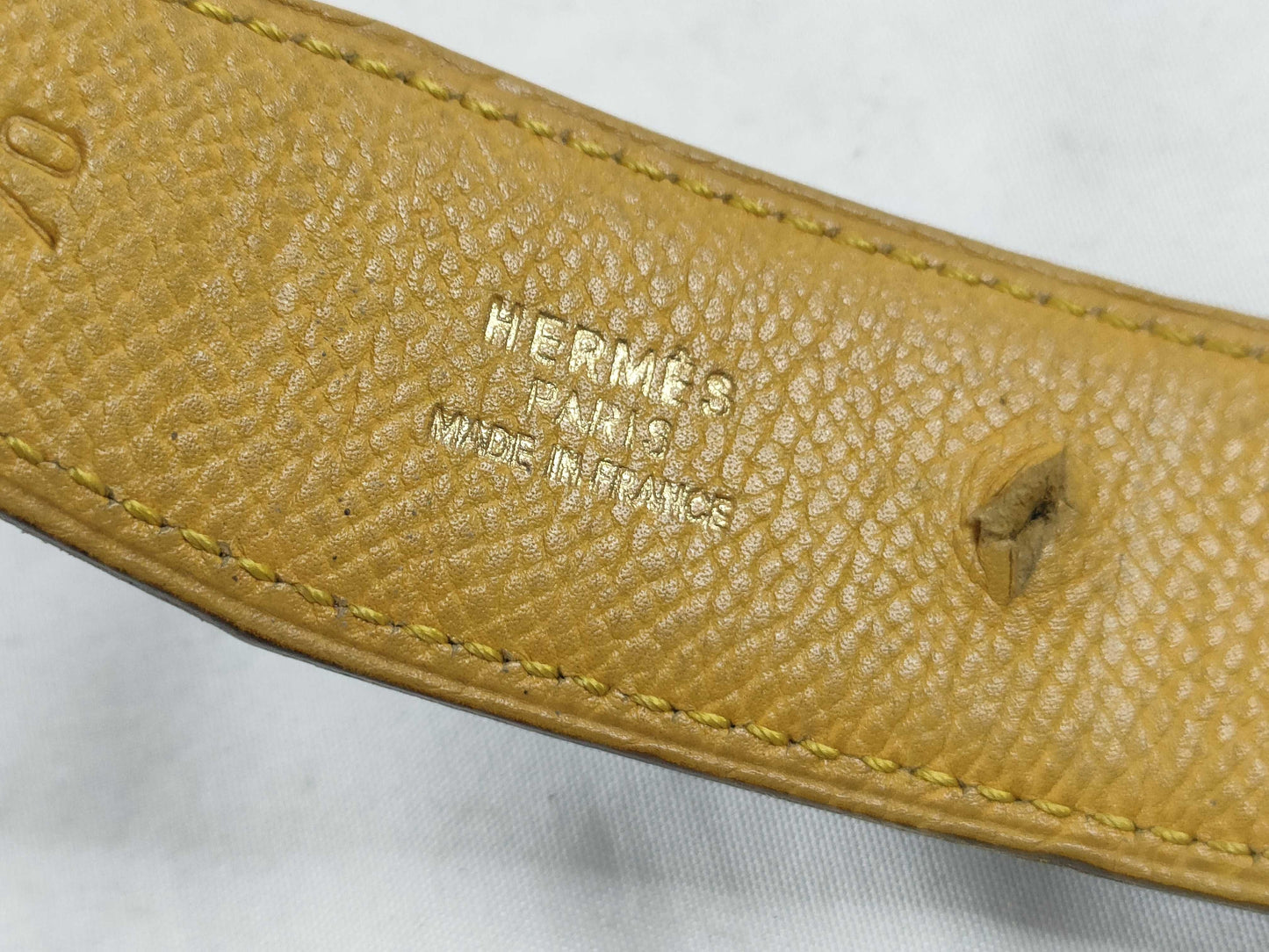 HERMES [Engraved] □A Hermes H Belt Black Jaune Belt