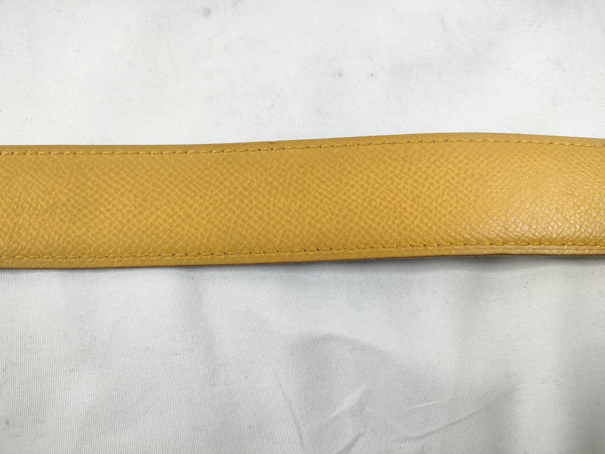 HERMES [Engraved] □A Hermes H Belt Black Jaune Belt