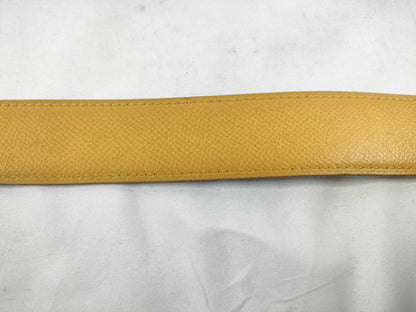 HERMES [Engraved] □A Hermes H Belt Black Jaune Belt
