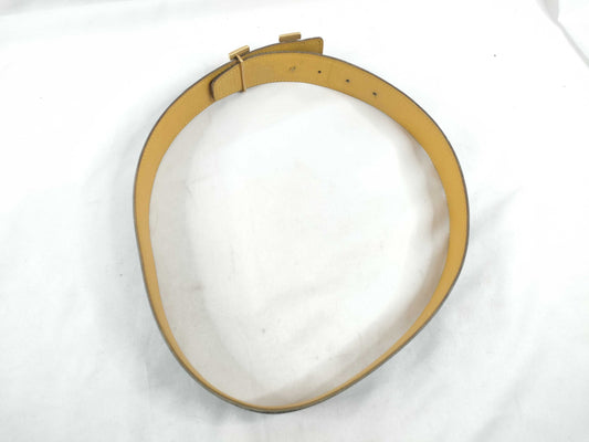 HERMES [Engraved] □A Hermes H Belt Black Jaune Belt