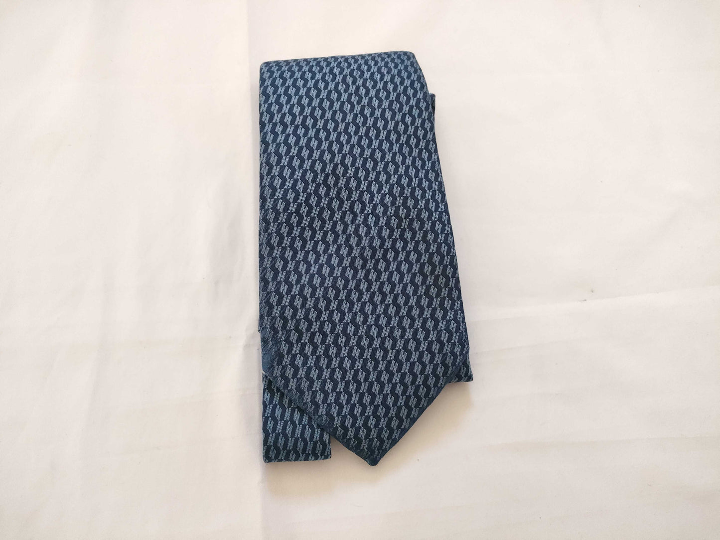 HERMES HERMES Tie H Pattern Stain Blue Other Accessories