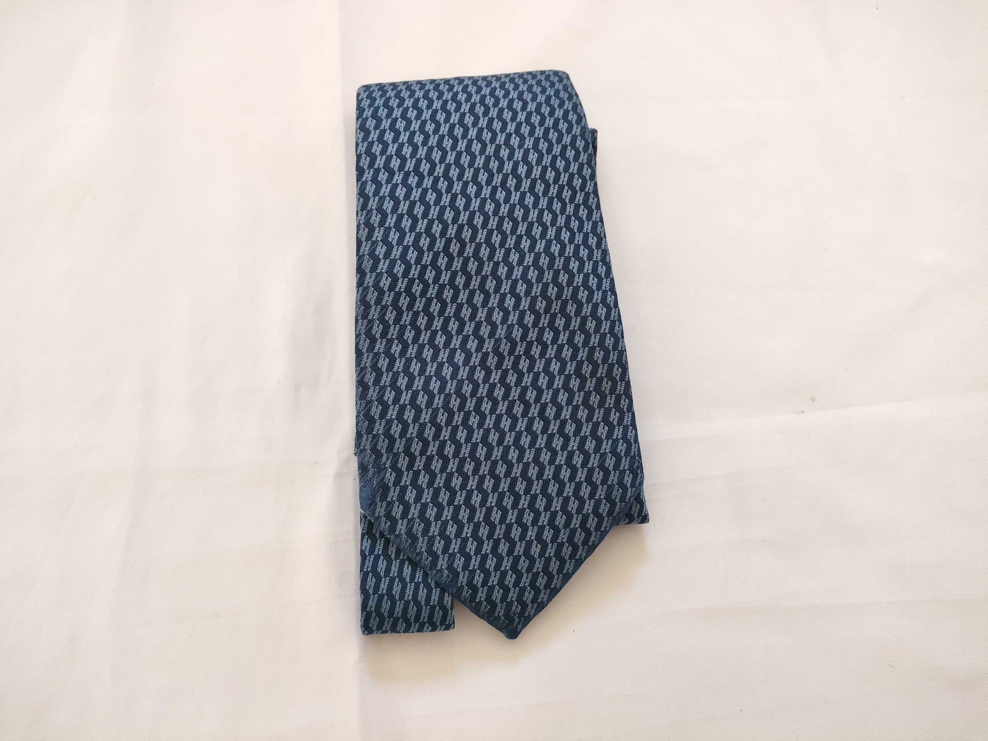 HERMES HERMES Tie H Pattern Stain Blue Other Accessories