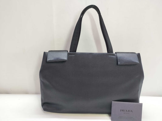 PRADA Nylon Prada Handbag Satin Triangle Logo Handbag