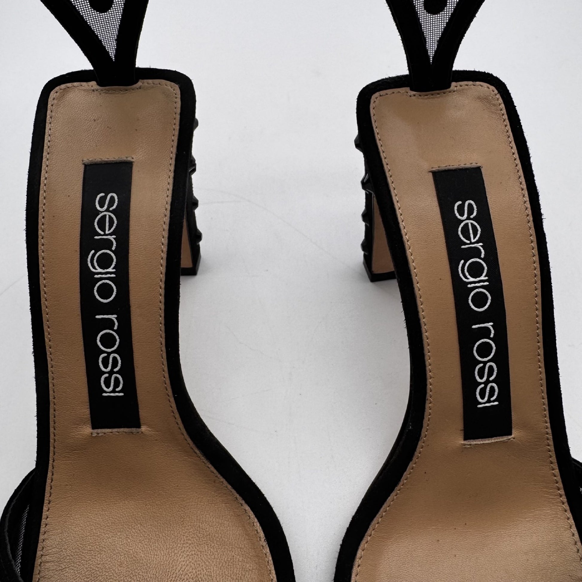 Sergio Rossi Black Polka Dot Mules, Size 36, Box and Bag Included