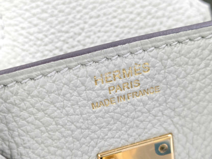 HERMES Birkin 25 Togo Ivory Beige Handbag with Gold Hardware, B Stamp, and Protective Sticker