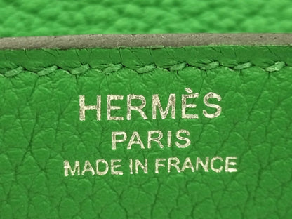 HERMES Birkin 25 Vert Yucca Togo Silver Hardware W Stamp Handbag