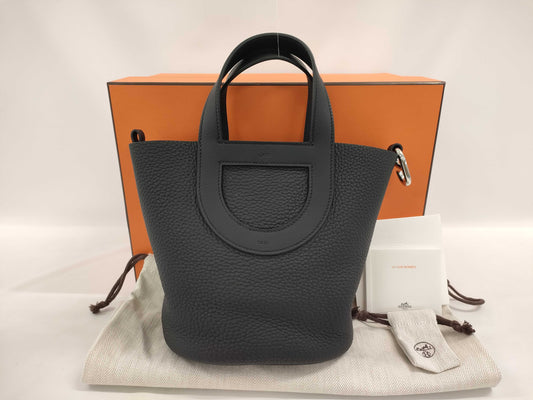 HERMES In the Loop 18 Noir Taurillon Noir Silver Hardware K Stamp Unused Handbag
