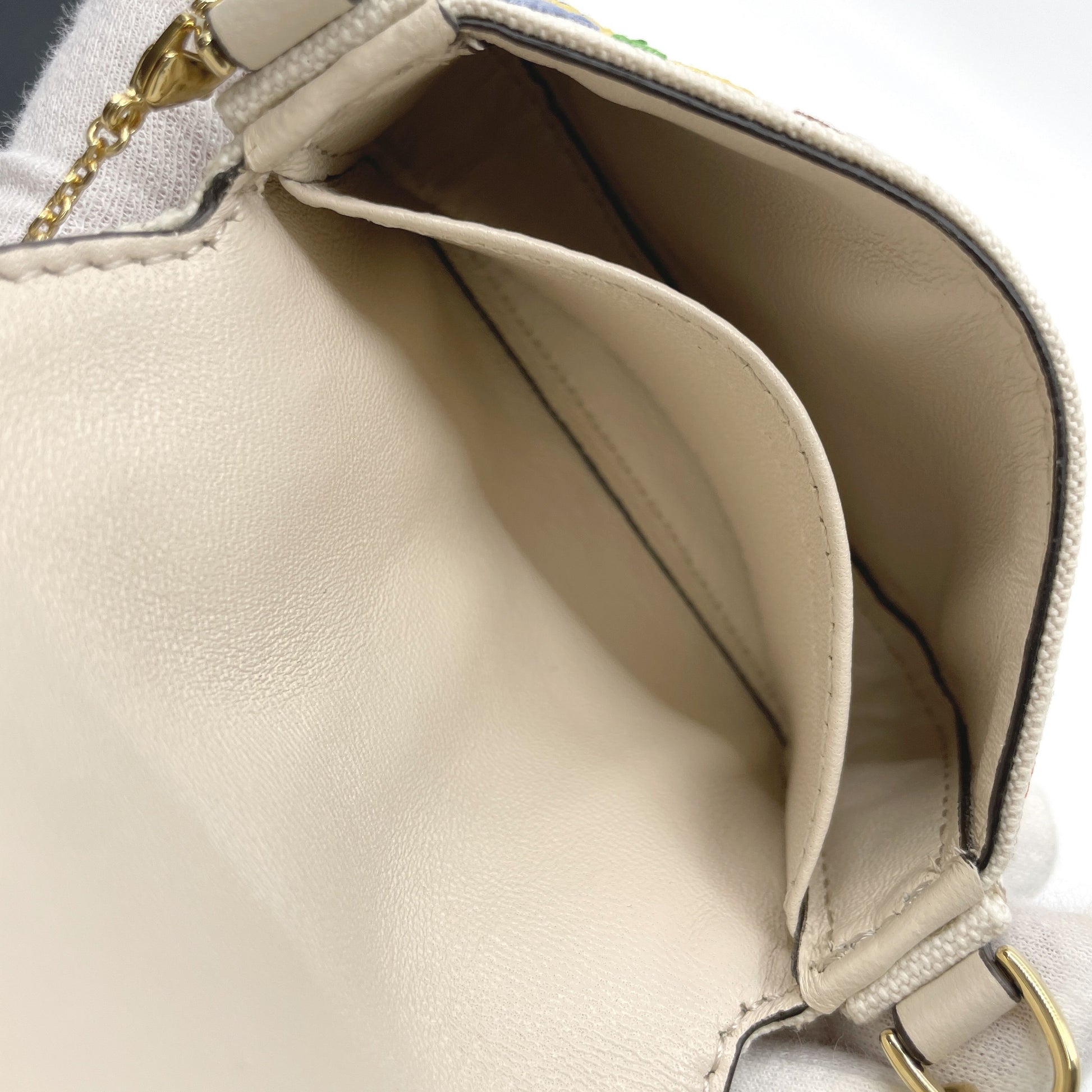 FENDI 7AS045 Zucca Nano Bucket Leather Chain Shoulder Bag