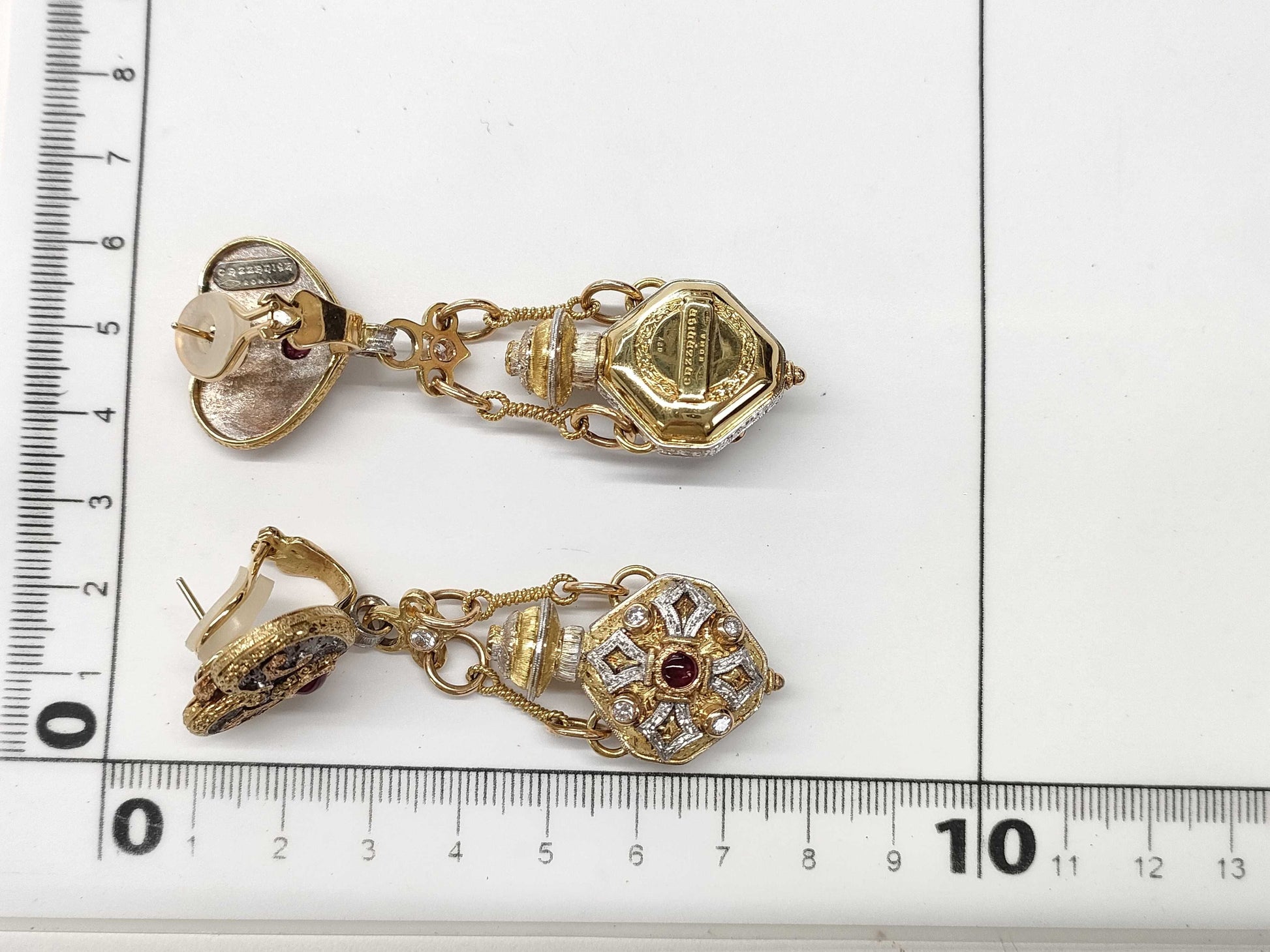 CAZZANIGA Perfume Bottle, Ruby and Diamond, 750, 50.9g, Earrings 