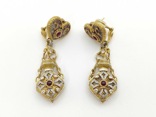 CAZZANIGA Perfume Bottle, Ruby and Diamond, 750, 50.9g, Earrings 