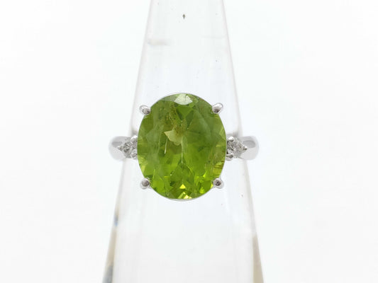Peridot D0.12ct K18WG 4.9g Ring 