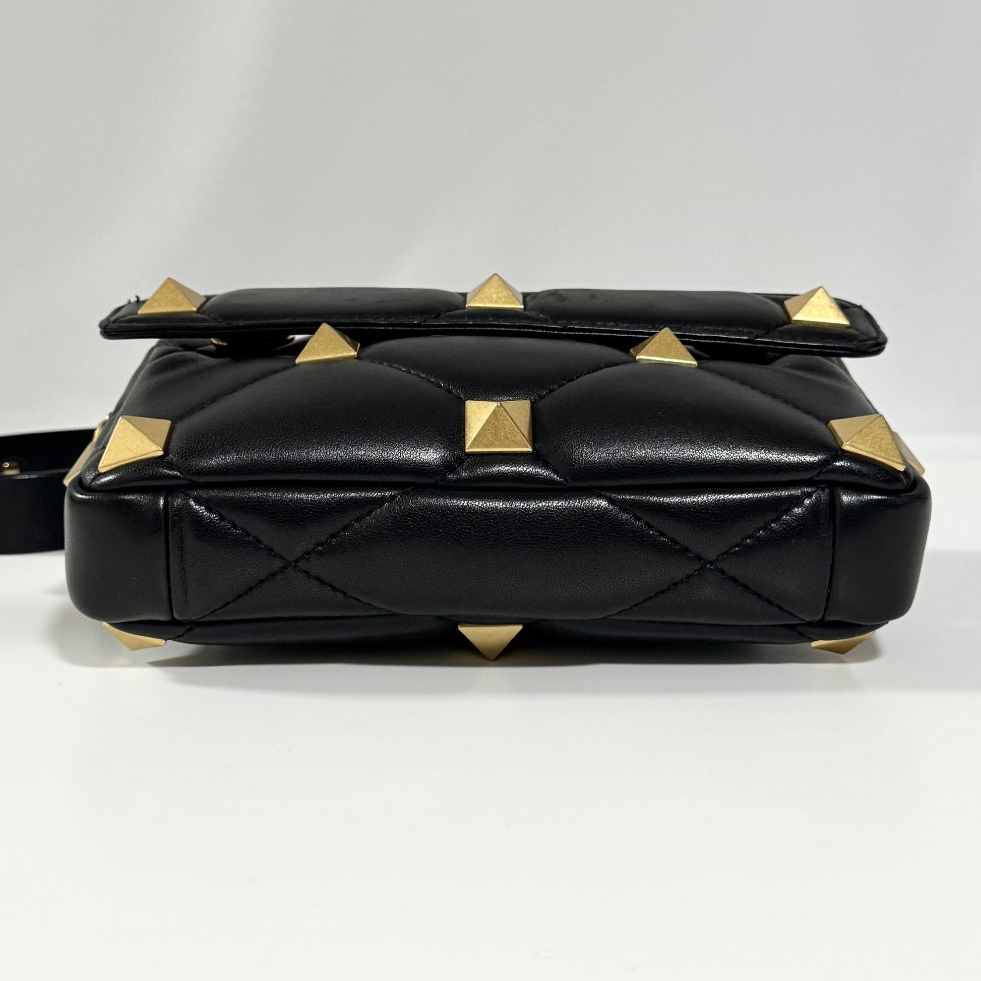 VALENTINO Roman Studs Nappa Leather Crossbody Bag, Men's, W23cm x H15cm x D4cm x Shoulder Strap 97cm