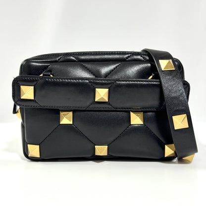 VALENTINO Roman Studs Nappa Leather Crossbody Bag, Men's, W23cm x H15cm x D4cm x Shoulder Strap 97cm