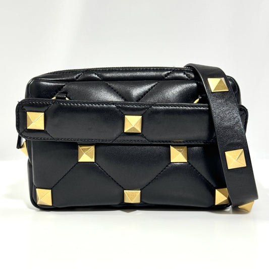 VALENTINO Roman Studs Nappa Leather Crossbody Bag, Men's, W23cm x H15cm x D4cm x Shoulder Strap 97cm
