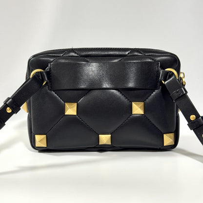 VALENTINO Roman Studs Nappa Leather Crossbody Bag, Men's, W23cm x H15cm x D4cm x Shoulder Strap 97cm
