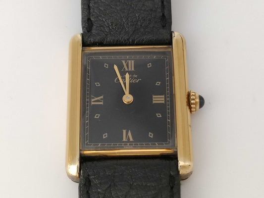 Cartier Must Tank 590005 45934 Quartz Black Dial Women's Watch