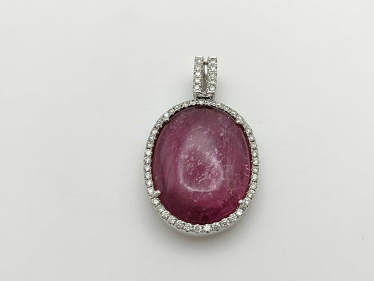 Pink tourmaline 19.40ct D0.45ct K18WG 9.1g pendant top 