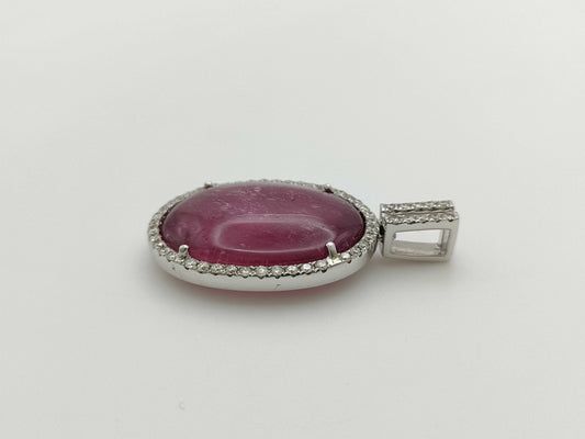 Pink tourmaline 19.40ct D0.45ct K18WG 9.1g pendant top 