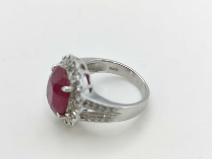 Moderate Ruby 6.602ct D0.90ct Pt900 10.0g Ring 
