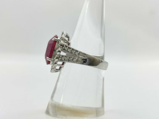 Moderate Ruby 6.602ct D0.90ct Pt900 10.0g Ring 