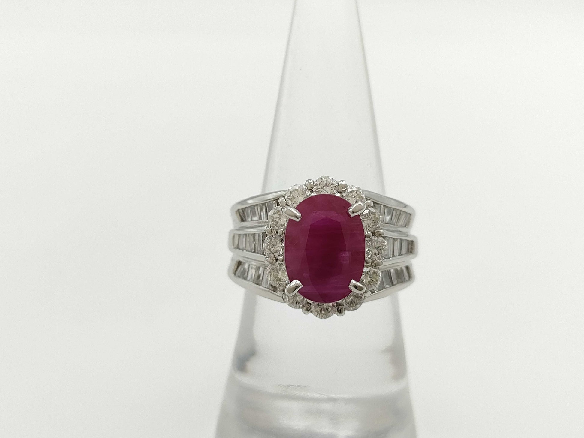 Colored Stone 2.780ct D1.62ct PT900 16.4g Ring 