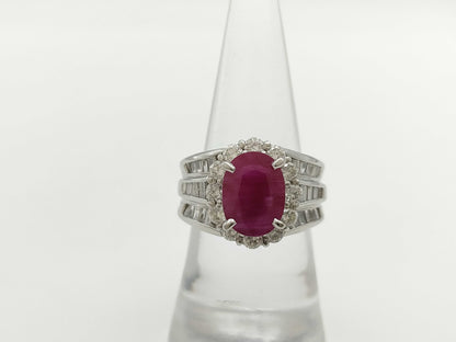 Colored Stone 2.780ct D1.62ct PT900 16.4g Ring 
