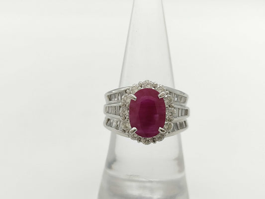 Colored Stone 2.780ct D1.62ct PT900 16.4g Ring 