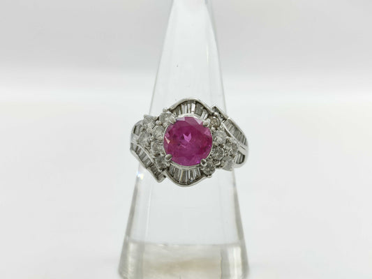 S2.27ct D1.161ct Pt900 11.4g Ring 