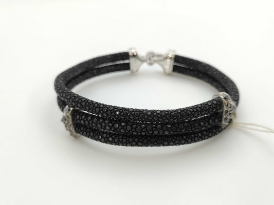 Sting HD SV/Leather Bracelet with Colored Stones 0.65 14.7g Bracelet/Bangle