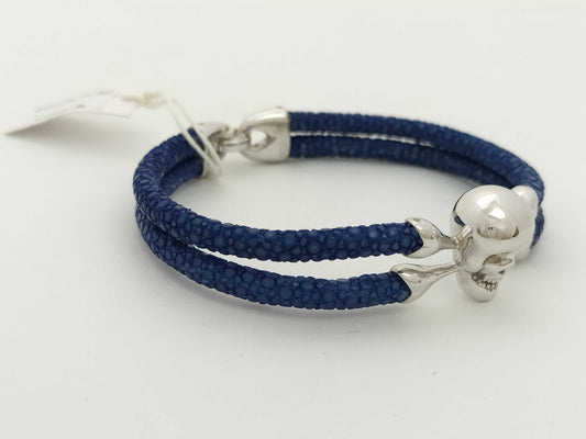 Sting HD SV/Leather Bracelet with Skull Motif, 15.3g, Bracelet/Bangle