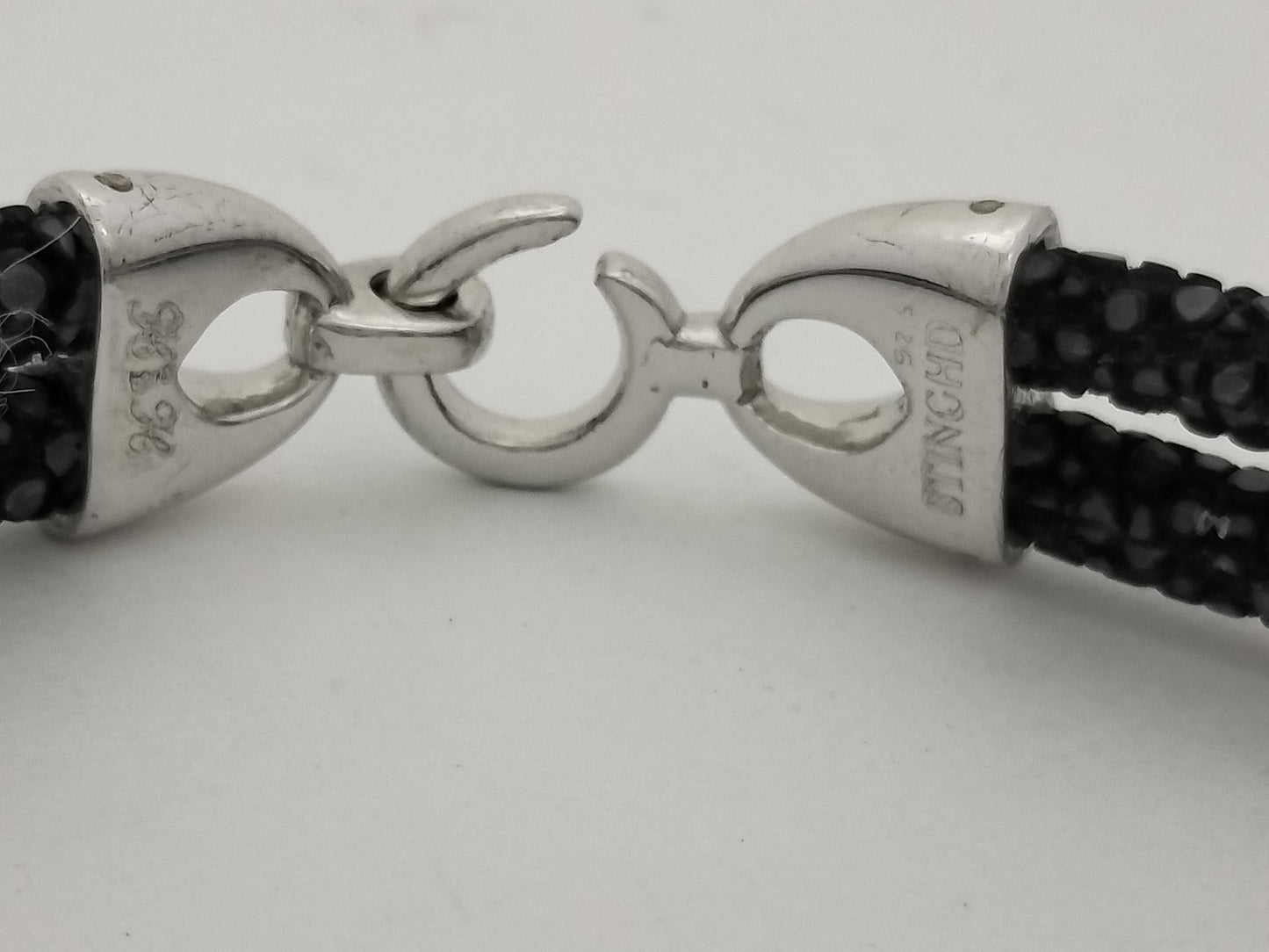 Sting HD SV/Leather Bracelet with Skull Motif, 17.8g