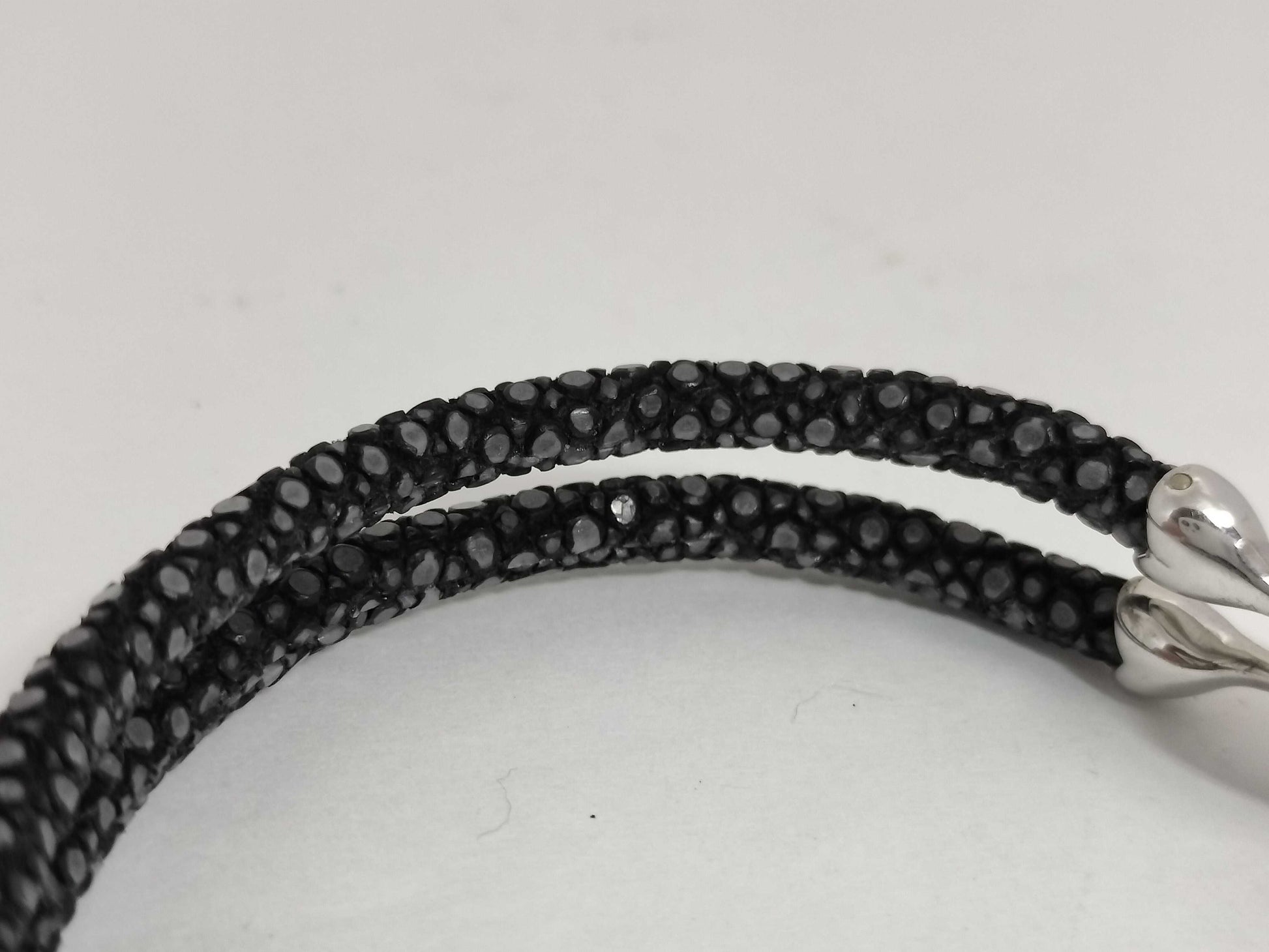Sting HD SV/Leather Bracelet with Skull Motif, 17.8g