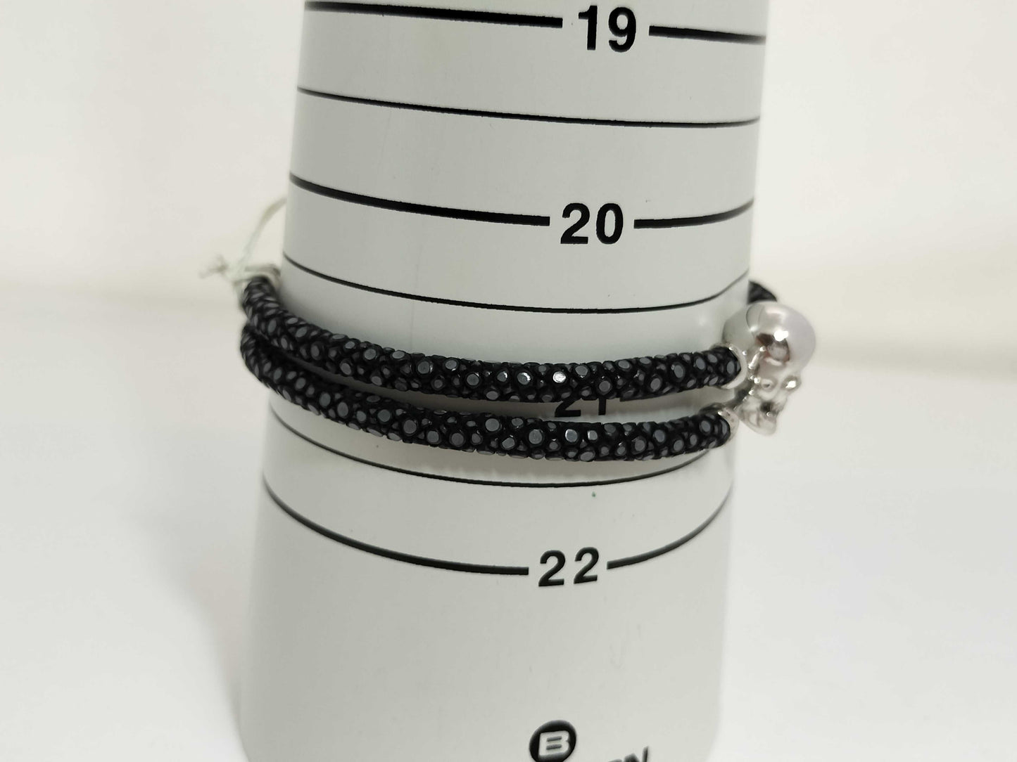 Sting HD SV/Leather Bracelet with Skull Motif, 17.8g