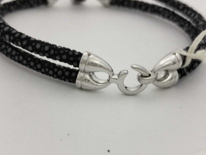 Sting HD SV/Leather Bracelet with Skull Motif, 17.8g