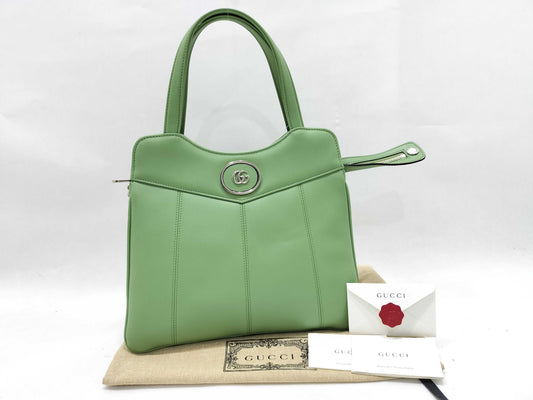 GUCCI Unused Chain Shoulder Tote Leather Handbag