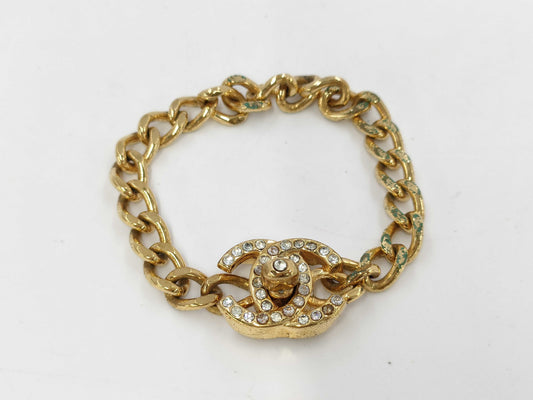 CHANEL Turnlock Rhinestone Bracelet/Bangle