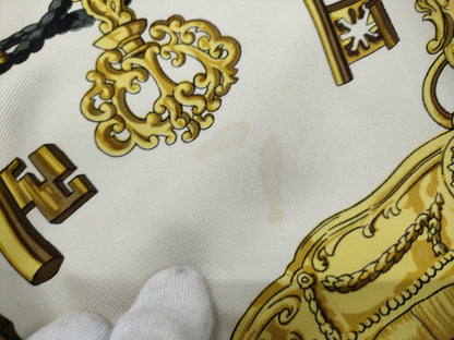 HERMES Carré 90 Les Clés Black Scarf