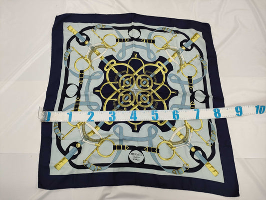 HERMES Carré 90 Scarf, Navy, Golden Horse Scarf