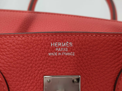 HERMES Birkin 35 Handbag Leather □R Red Handbag