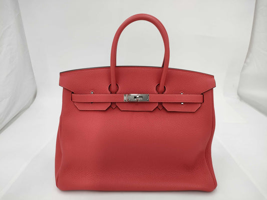 HERMES Birkin 35 Handbag Leather □R Red Handbag