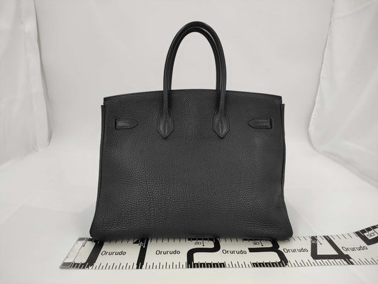 HERMES Birkin 35□H engraved navy handbag