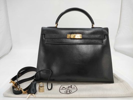 HERMES Kelly 32〇T Black Handbag